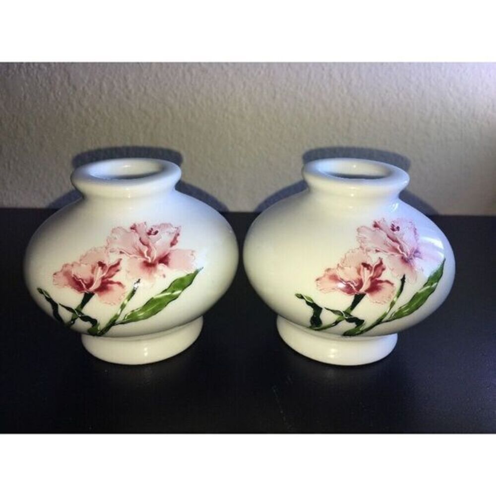 Set Of‎ 2 Wicks n Sticks porcelain candle holders Iris 1984